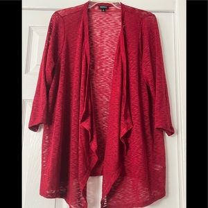 TORRID Red 3/4 Sleeve Open Cardigan Lightweight Torrid Plus Size 2